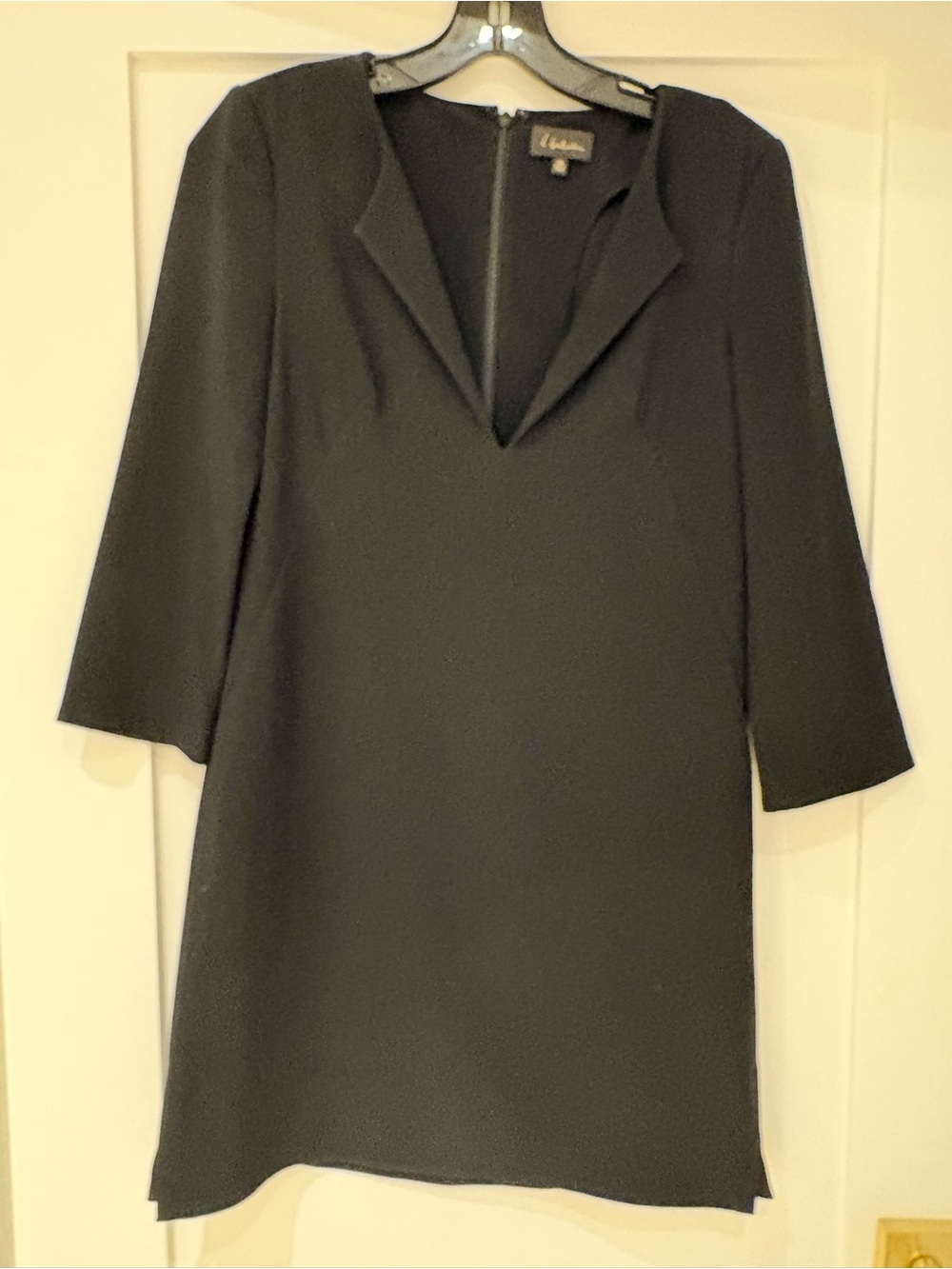 Babaton by Aritzia Black V-Neck Dress with Three-Quarter Sleeves
